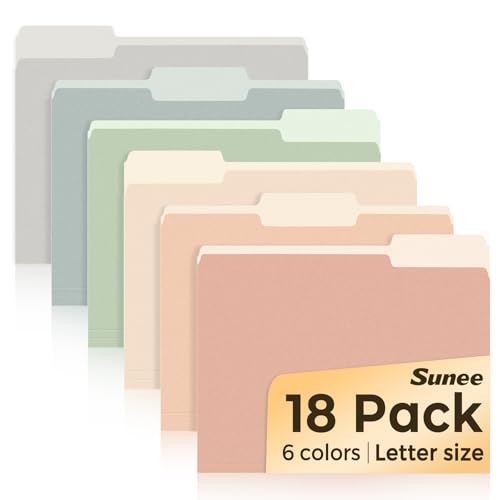 SUNEE File Folders, 18 Pack Manilla Folders 8.5 x 11, Colored Folder Office Organization Home School Folders for Documents Files Paper, 6 Pastel Colors - color: Pastel Colors
