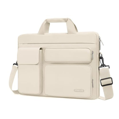 MOSISO Laptop Shoulder Bag 15.6 inch, 15-15.6 inch Computer Bag | Compatible with MacBook Pro 16 inch, HP, Dell, Lenovo with 2 Raised&1 Flapover&1 Horizontal Pocket&Handle&Belt, Sand - color: Sand, size: 16 inch