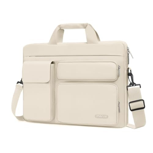 MOSISO Laptop Shoulder Bag 15.6 inch, 15-15.6 inch Computer Bag | Compatible with MacBook Pro 16 inch, HP, Dell, Lenovo with 2 Raised&1 Flapover&1 Horizontal Pocket&Handle&Belt, Sand - color: Sand, size: 16 inch