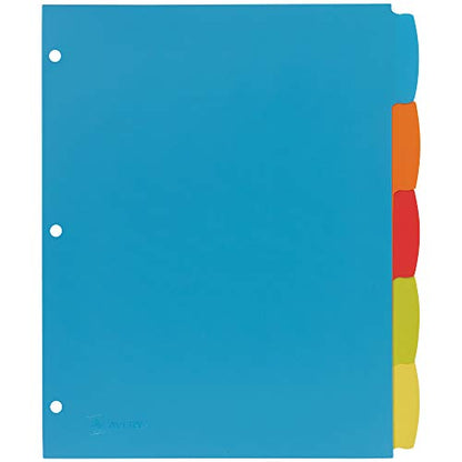 Avery Big Tab Write & Erase Durable Plastic Dividers, 5-Tab Set, Multicolor Brights, 3 Sets (21212) - size: 5 tab, style: 3 Sets