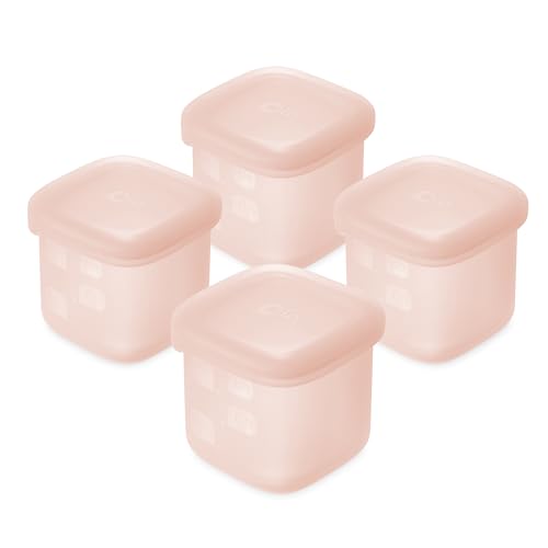 Olababy Clear Sense Silicone Storage Containers 4pk for Baby Food, Snacks, Formula, Puree, Sauce & More | Micro Plastic & BPA-Free | Daycare Essentials for Toddlers and Kids (Coral, 4 oz / 120 ml) - color: Coral, size: 4 oz