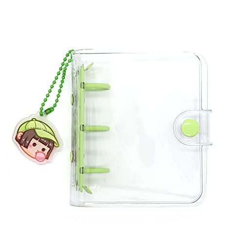Mini Transparent Binder Notebooks with Keychain, Soft Plastic PVC 3 Round Rings Binder Planner Cover Notebook Protector with Inner Papers