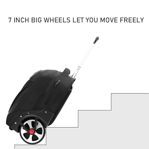 WMHYLYH 22 Inch Rolling Backpack, Waterproof Backpack with Wheels for Business and Travel Commuter, Carry on Laptop Backpack for Women and Men Adult (black) - color: Black