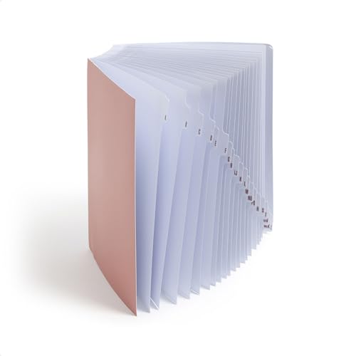 Smead Expandable Desk File Sorter, Alphabetical A–Z Organizer, 20 Laminated Index Dividers, Letter Size, Rosewood (89214) - color: Alphabetic - Pink, size: Letter