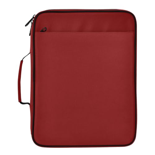 Maroon Pattern 3 Ring Zipper Binder for Office School High Capacity Document Organizer 1.2 Inch Portfolio Case Holds 500 Sheets Binder Organizer for Adults Kids - color: Maroon