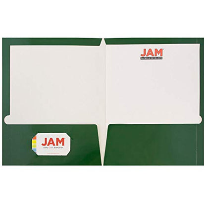 JAM PAPER Laminated Two Pocket Glossy School Folders - Letter Size - High Gloss Green - 6/Pack - color: Green, size: Pack of 6 Folders