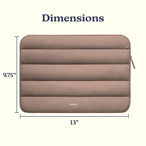 Vandel Puffy Laptop Sleeve Case for 13-14 inch Laptop Sleeve Bag Case 13.3 Inch with Zipper Pocket, Compatible with MacBook Air 13, Pro 14/13 iPad Pro 12.9, HP Dell ASUS, Computer Bag Cover - color: Latte