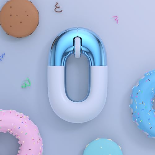 Travel Mouse Blue Wireless Mouse for Laptop. Bluetooth Silent Mouse | Rechargeable Portable Cute Donut Mice Dual Mode & 2.4G, 1200 DPI for Mac, iPad, PC - color: Blue