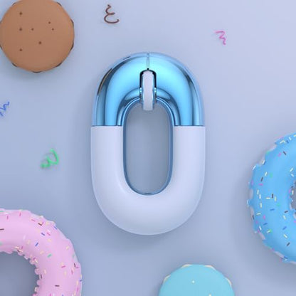 Travel Mouse Blue Wireless Mouse for Laptop. Bluetooth Silent Mouse | Rechargeable Portable Cute Donut Mice Dual Mode & 2.4G, 1200 DPI for Mac, iPad, PC - color: Blue