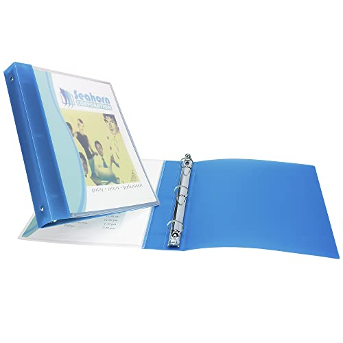 Avery Flexible View 3 Ring Binder, Clear Front Customizable Cover with Solid Back, 1/2 Inch Round Rings, 3 Clear/Blue Binders (17670) - style: 3 Pack