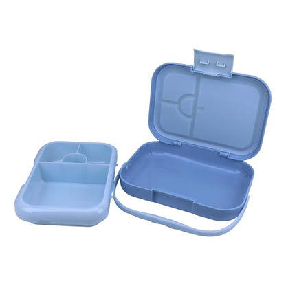 Bento Midi Lunch Box with carrying handle – 4 No-Mix Compartments | Microwave & Dishwasher Safe,Removable Tray | 900ML OZ (Blue Dark Ice) - color: Blue Dark Ice