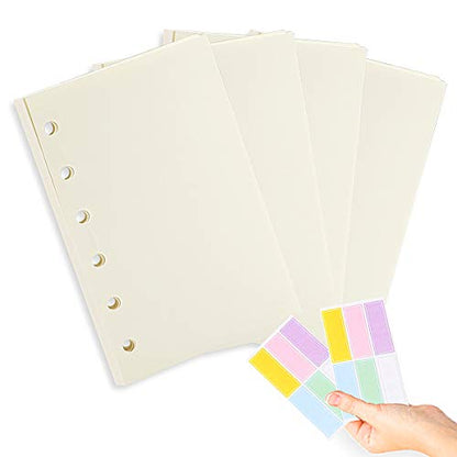 A7 Planner Refill,4 Pcs per Set, 360pages, Plain Blank Paper, with Label Stickers Gift,Mini Binder Refills,6 hole/100gsm Thick Paper/4.84 x 3.23'', Harphia - color: Plain