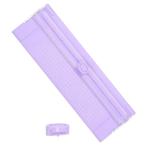 Generic Paper Cutter Trimmer, A4 Straight Small Portable Paper Slide Paper Slicer with Safe-Guard for Craft Cardstock Label Card, Scrapbook Photo, Purple, with 1 Blade