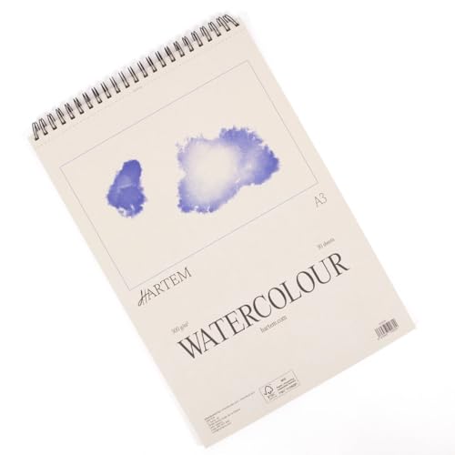 Hartem - Watercolor Paper | Wirebound Pad of 30 Sheets | 300g/m2 Weight | Size A3 (29,7 x 42 cm) - Artist Paper for Adults and Students - Watercolors, Mixed Media, Markers and Art Journaling - size: A3 (29,7 x 42 cm)