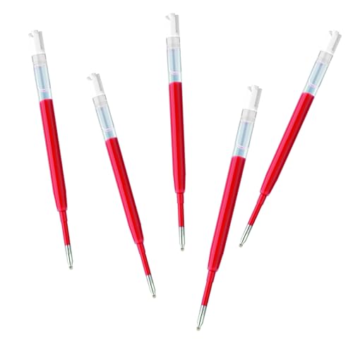 DunBong G2 Gel Ink Pen Refills, for Retractable Gel Pens, 0.5mm Fine Point, Pack of 5 (Red) - color: Red