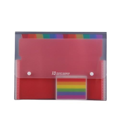 Large Capacity Accordion File Organizer 13 Pockets A4 Rainbow Expanding File Folder for Cards, Letter, A4 Paper, Document - size: Double Buckle