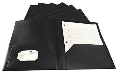 School Smart 2-Pocket Poly Folders, Black, Pack of 25 - color: Black, style: No Fasteners