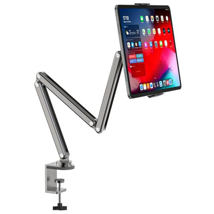 KU XIU Tablet Stand for Desk, Aluminum Alloy Foldable Tablet Arm Mount Holder Compatible with iPad 10/9th, iPad 13/12.9/11" M3 M4 M5 Pro Air, For Samsung Galaxy Tab & More 7-15.6" Tab Portable Monitor