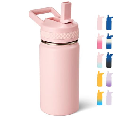 Fijinhom 12 oz Kids Water Bottle, Toddler Water Bottle with Straw, Boys&Girls Bottle for School, 304 Stainless Steel Vacuum Insulated Bottle for Kids, BPA-Free, Leak-Proof, Pink - color: Pink