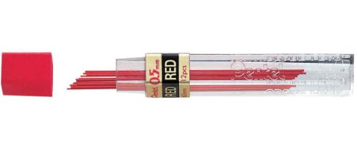 Pentel 0.5mm Coloured Pencil Leads - Red (Tube of 12) - color: Red