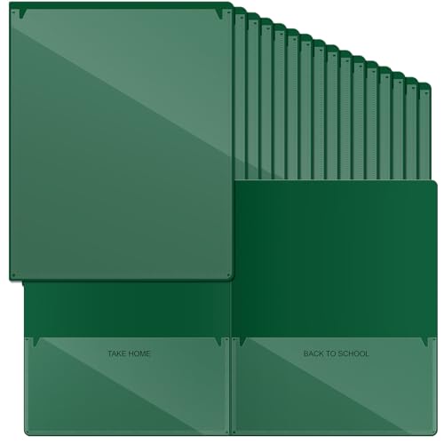 Henoyso 72 Pcs Plastic Take Home Folders with 2 Pockets Parent Teacher Classroom Communication Homework Folder for Students Parent Teacher Connect (Dark Green) - color: Dark Green