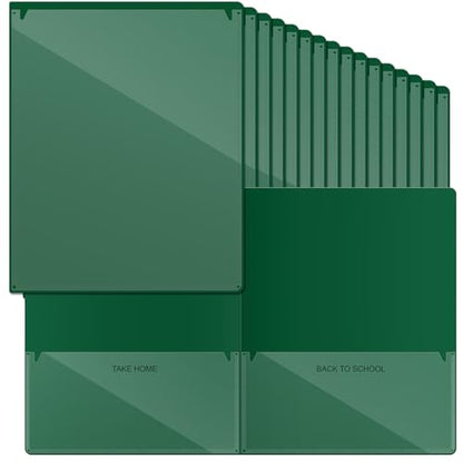 Henoyso 72 Pcs Plastic Take Home Folders with 2 Pockets Parent Teacher Classroom Communication Homework Folder for Students Parent Teacher Connect (Dark Green) - color: Dark Green