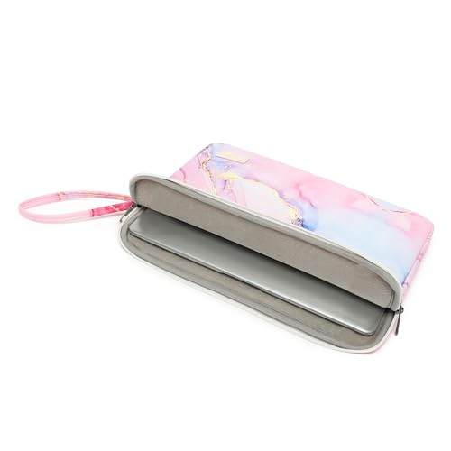 Laptop Sleeve with Pocket (Pink Marble, 12.5 inch-13.5 inch) - color: Pink Marble With Strap, size: 12.5 inch-13.5 inch