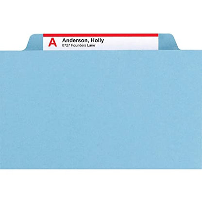 Smead Pressboard Classification File Folder with SafeSHIELD Fasteners, 1 Divider, 2" Expansion, Letter Size, Blue, 10 per Box (13730) (Pack of 1) - color: Blue