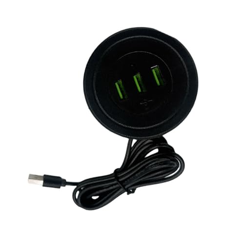 Recessed Double USB Charging Station 3 Outlets 170CM Cable Type B Plug for Tablets Phones Electronics - color: Black