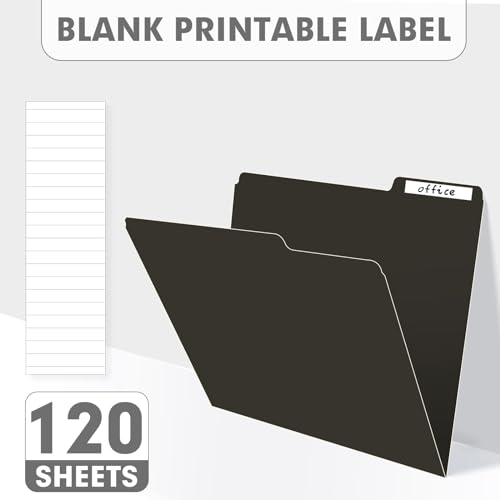 File Folder, PANDRI 120 Pack File Folder, 1/3 Cut Tab, Letter Size, Filing Folder for Office School Business, Black - color: Black