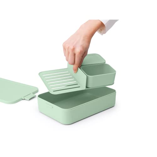 Brabantia Make & Take Bento Lunch Box (Jade Green) 2 Compartments & Lidded Pot, Lift-Out Tray Divider, BPA-Free, Airtight Snap Locks, Microwave & Freezer Safe, Travel Meal Prep Container, 68oz - color: Jade Green, style: Bento Lunch Box