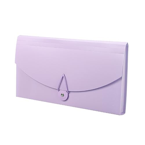 Generic 13 Pockets Expanding File Folder Document Organizer Accordion Folder Plastic with Buckle Design for VAT Invoices Receipts Storage (Purple) - color: Purple