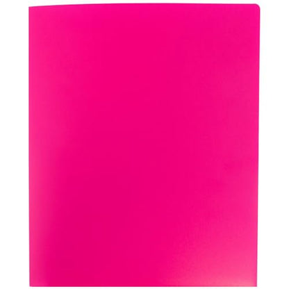 JAM PAPER Heavy Duty Plastic 2 Pocket Extra Tough School Folders - Fuchsia Hot Pink - 3/Pack - color: Fuchsia, size: 3 Per Pack