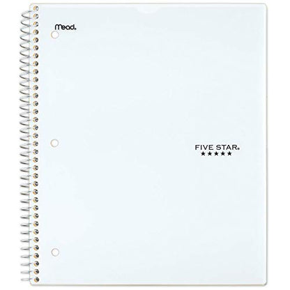Five Star Spiral Notebook, 1 Subject, College Ruled Paper, 100 Sheets, 11" x 8-1/2 Sheet Size, Customizable Cover, White (73818) - color: 05 White