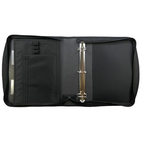 Five Star Zipper Binder, 2-Inch Capacity, 3 D-Rings, Exterior Zippered Pockets, Interior Mesh Pouch, Easy Grip Spine, Black Cover (66352)