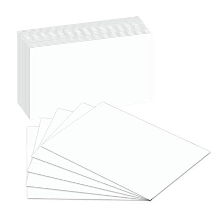 Blank Index Flash Note Cards | 80lb Heavyweight Thick White Cover Stock. 100 Cards Per Pack | 3 x 5 - size: 3 x 5