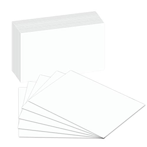 Blank Index Flash Note Cards | 80lb Heavyweight Thick White Cover Stock. 100 Cards Per Pack | 4 x 6 - size: 4 x 6