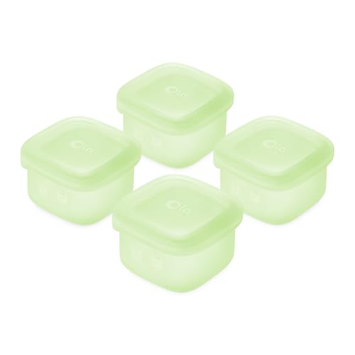Olababy Clear Sense Silicone Storage Containers 4pk for Baby Food, Snacks, Formula, Puree, Sauce & More | Micro Plastic & BPA-Free | Daycare Essentials for Toddlers and Kids (Kiwi, 2 oz / 60 ml) - color: Kiwi, size: 2 oz