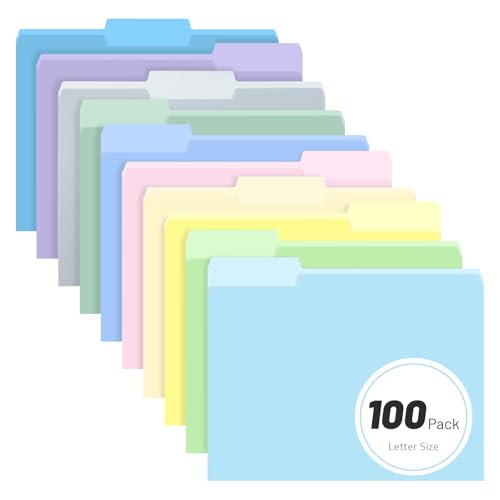 Comix Colored File Folders,100 Pack Manila Folders, Letter Size 8.5" x 11", 1/3-Cut Tabs, Morandi 10 Colors, for Office, School & Business Organization - color: Morandi Color, size: 100 Pack