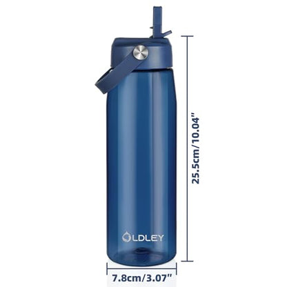OLDLEY 32 oz Water Bottle with Straw, Leakproof Sports Water Bottle with Carry Strap, BPA-Free Large Water Bottles for Home,Travel, School, Outdoors, Gym, Tritan, Navy Blue - color: Navy Blue