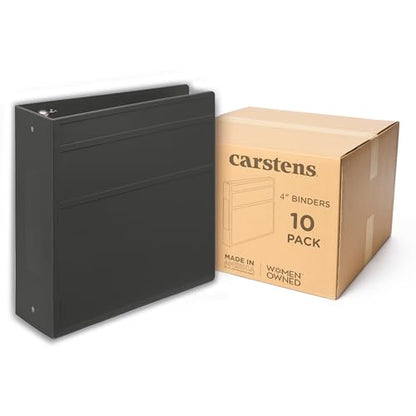 Carstens 4-Inch Heavy Duty 3-Ring Binder - Side Opening, Charcoal Gray, Durable Plastic, No-Gap Rings, Waterproof Cover, No Pockets, Holds 600 Letter Sheets, BPA-Free, Made in USA (1851-3R) Case of 10 - color: Charcoal Gray, size: Case of 10