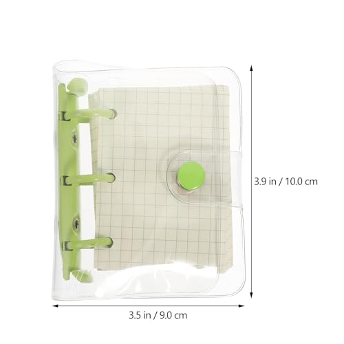 WOFASHPURET 3-ring Loose Leaf Notebook Small Notepad Creative Portable Mini Journal with Green Binder Cover for Office School and Personal Notes