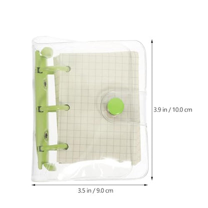 KAJNBN Cover 3-ring Mini Loose-leaf Notebook, Portable Small Notepad with Green Binder, Multi-function Pocket Scrapbook for Students and Travel Use