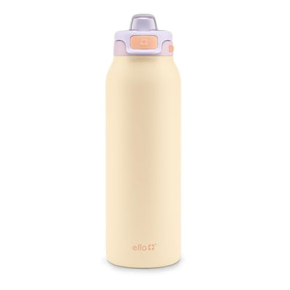 Ello Pop & Fill Insulated Stainless Steel Water Bottle with Quick Fill Lid, Leakproof Locking, Sip or Chug Spout, BPA-Free, Double Wall Vacuum Insulated for Sports, Travel & School- 22oz / 32oz / 40oz - color: Pastel Paradise, style: 32oz