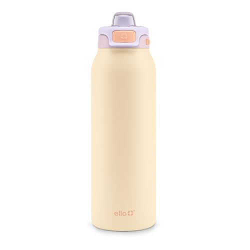 Ello Pop & Fill Insulated Stainless Steel Water Bottle with Quick Fill Lid, Leakproof Locking, Sip or Chug Spout, BPA-Free, Double Wall Vacuum Insulated for Sports, Travel & School- 22oz / 32oz / 40oz - color: Pastel Paradise, style: 32oz