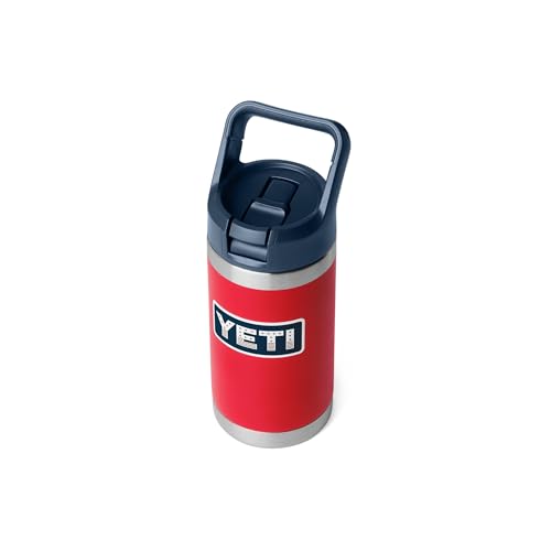 YETI Rambler Jr. 12 oz Kids Bottle, with Straw Cap - color: Red/Navy/Badge