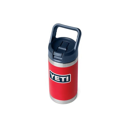 YETI Rambler Jr. 12 oz Kids Bottle, with Straw Cap - color: Red/Navy/Badge