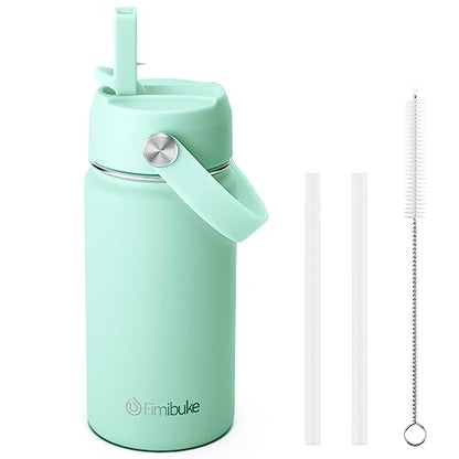 Fimibuke Kids Insulated Water Bottle, 14oz BPA FREE 18/8 Stainless Steel Travel Tumbler Double Wall Vacuum Leak Proof Kids Cup with Straw Metal Water Bottle for School Boys Girls(1 Pack, Mint) - color: B13. Mint