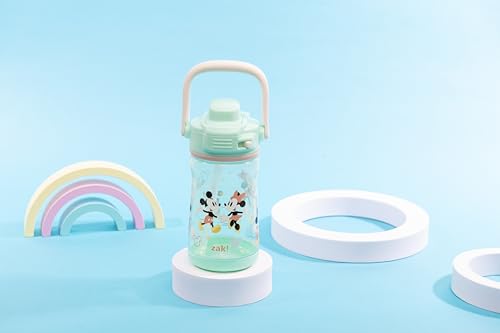 Zak Designs Disney Beacon Kid Water Bottle for Travel or At Home, 12oz Plastic is Durable and Leak-Proof with Liquid Lock Spout, Cover, Carry Handle, Protective Base (Mickey Mouse & Minnie Mouse) - color: Mickey Mouse & Minnie Mouse