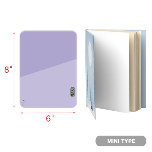 Small Glass Desk Whiteboard Dry-Erase Board with Clock, Small Travel Clock Keychain with Desk Notepad, Time Table Whiteboard for Desk Digital LED Light Display, 8x6 in with Accessories, Purple - color: Purple With Clock